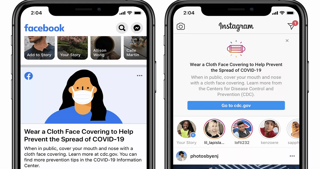 Facebook Instagram Mascarilla